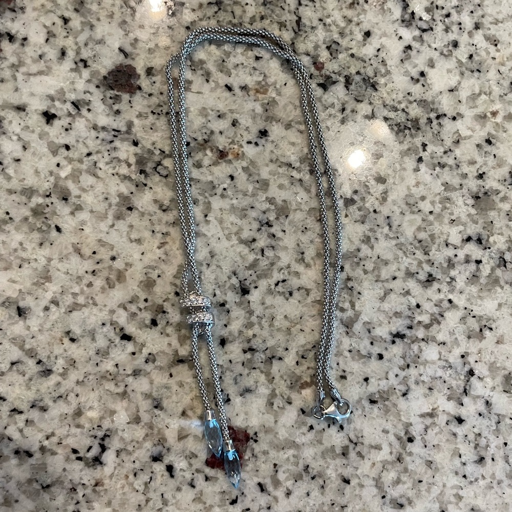 Sterling Silver 925 Necklace with Blue topaz